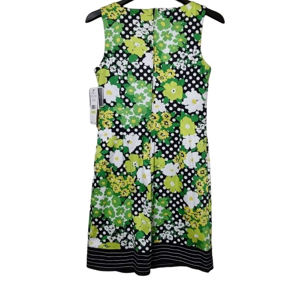 D By Ltd Womens Multicolor Floral Polka Dot Sleeveless Dress Back Zip Size 4 NWT - Picture 3 of 9